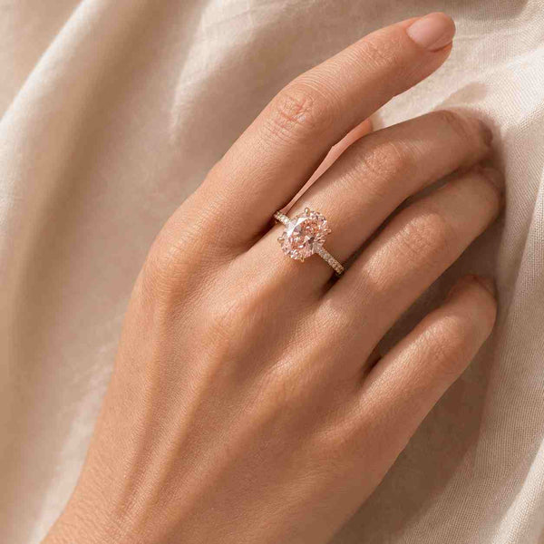5 CTW Oval Cut Lab Grown Diamond Halo Engagement Ring with Split Pave Shank, D VVS2 IGI Certified Diamond Promise Ring
