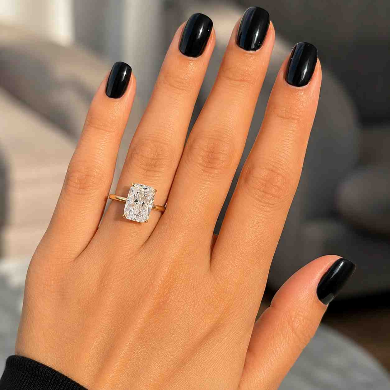 5 CT Elongated Cushion Cut Diamond Ring, Solitaire Engagement Ring, IGI Certified Lab Grown Diamond, 14K Solid Gold Four Prong Ring.