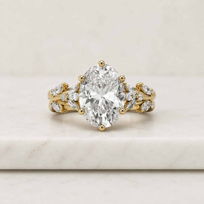 5 CT Oval Lab Grown Diamond Engagement Ring 14K Gold Solitaire, EF+ VS+ Colorless Oval Ring, Unique Bridal Anniversary Gift