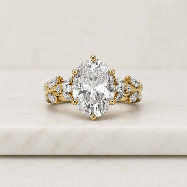 5 CT Oval Lab Grown Diamond Engagement Ring 14K Gold Solitaire, EF+ VS+ Colorless Oval Ring, Unique Bridal Anniversary Gift