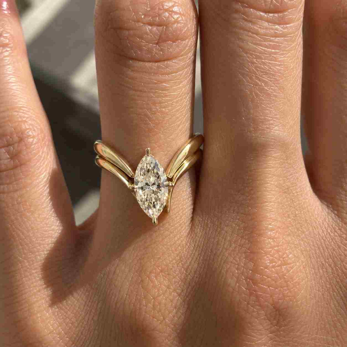 5 Carat IGI Certified Marquise Cut Diamond Engagement Ring, Lab Grown Diamond Solitaire Ring, 10K Yellow Gold Six Prong Set Diamond Ring

