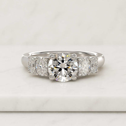 5 Stone Diamond Ring 1 Carat 14k Solid Yellow Gold Five Stone Wedding Band, Lab Grown Diamond Wedding Bang, Art Deco Anniversary Gift Band
