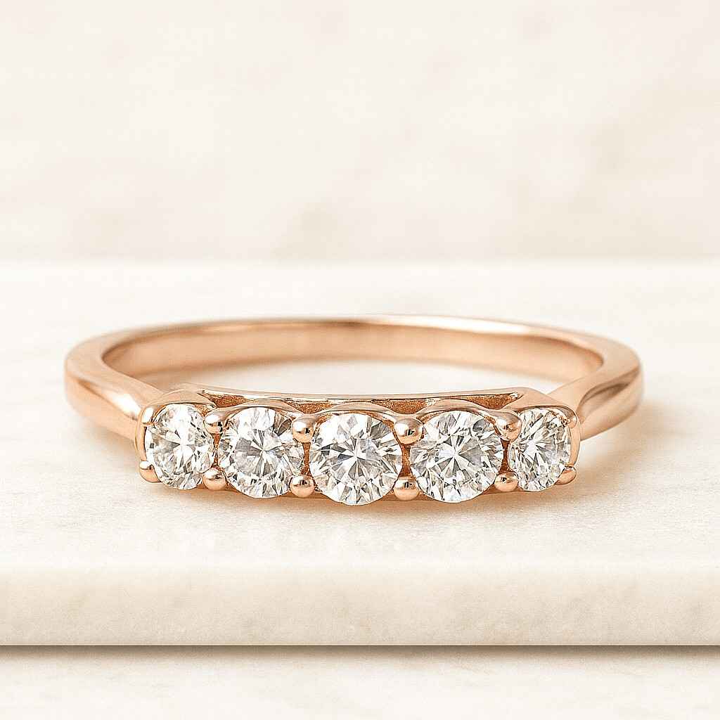 5 Stone Diamond Wedding Rings Custom Engagement Ring Personalized Ring Promise Ring Anniversary Band For Her Stackable Wedding Band