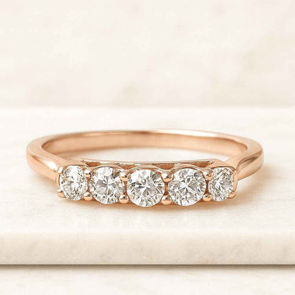 5 Stone Diamond Wedding Rings Custom Engagement Ring Personalized Ring Promise Ring Anniversary Band For Her Stackable Wedding Band