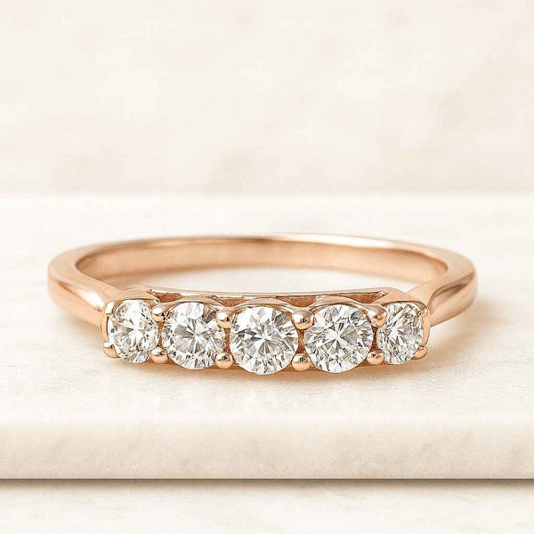 5 Stone Diamond Wedding Rings Custom Engagement Ring Personalized Ring Promise Ring Anniversary Band For Her Stackable Wedding Band