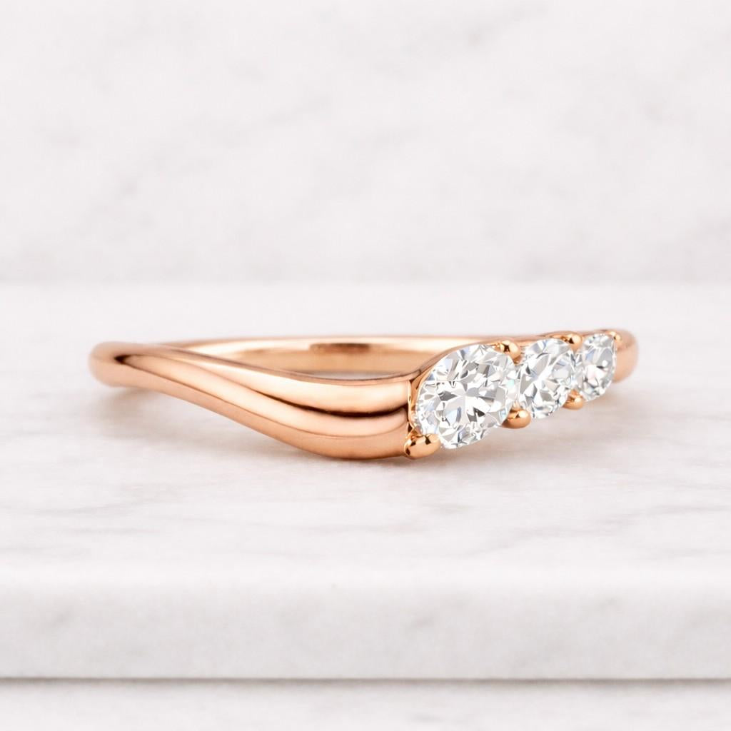 Three Stone Lab Grown Diamond Ring, Oval and Pear Cut Engagement Ring, 14K White Gold Wedding Band, Minimalist Engagement Ring, Gift for Her

