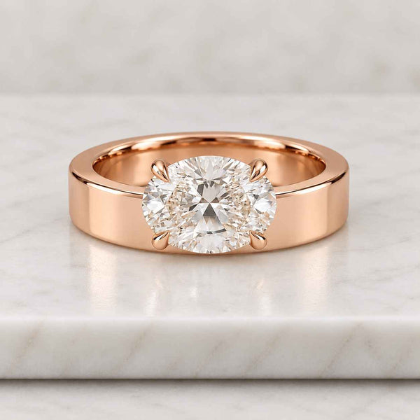 5ct Oval Cut Moissanite Engagement Ring, 925 Sterling Silver Gold Plated, D Color VVS1 Simulated Diamond Wedding Band for Women