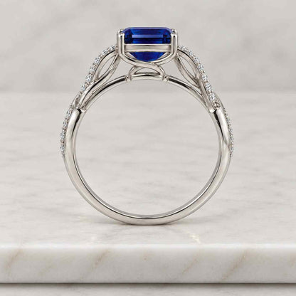5x7mm Blue Tanzanite wedding ring-solid 14k rose gold ring-handmade diamond engagement ring-Emerald Cut gemstone promise ring,custom ring
