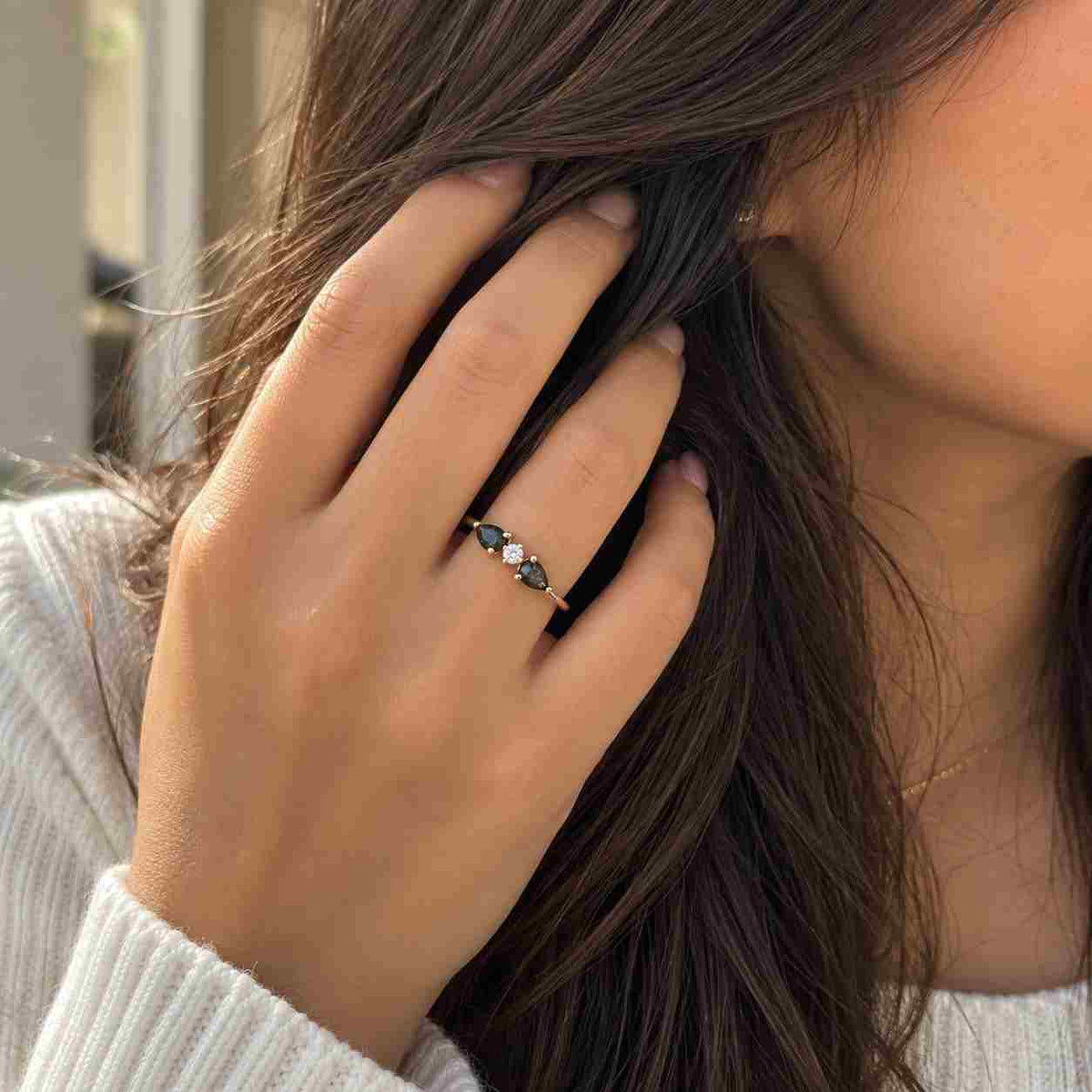 6.20 ctw pear cut lab grown diamond three stone engagement ring – 5 ct d vvs2 igi certified center with 1.15ct pear side stones