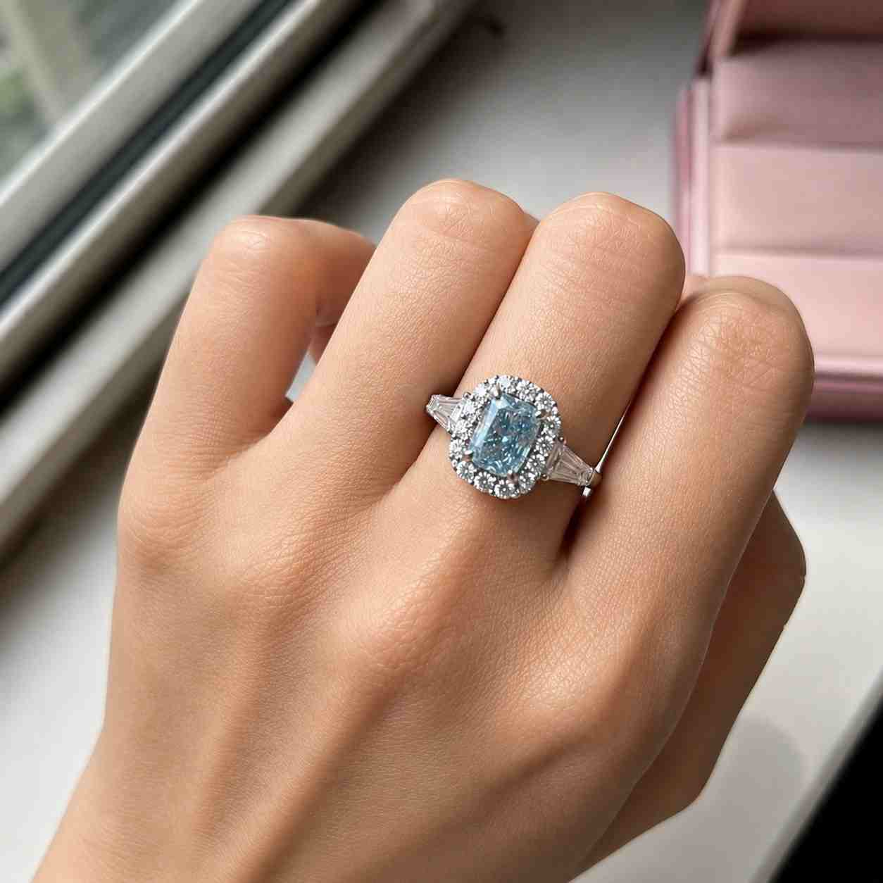 6CT Princess Cut Engagement Ring, Pave Diamond Wedding Band, Lab Grown Anniversary Ring
