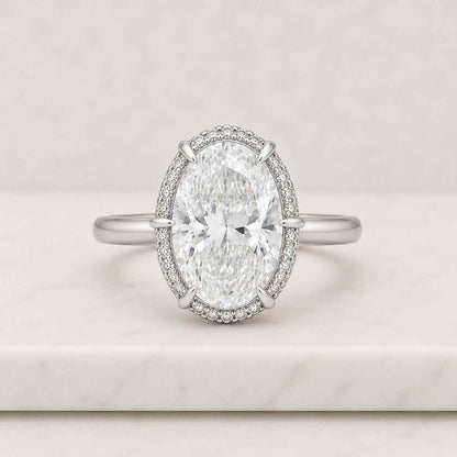 6 CT Oval Lab Grown Diamond Engagement Ring 14K Gold Solitaire, EF+ VS+ Colorless Oval Ring, Unique Bridal Anniversary Gift