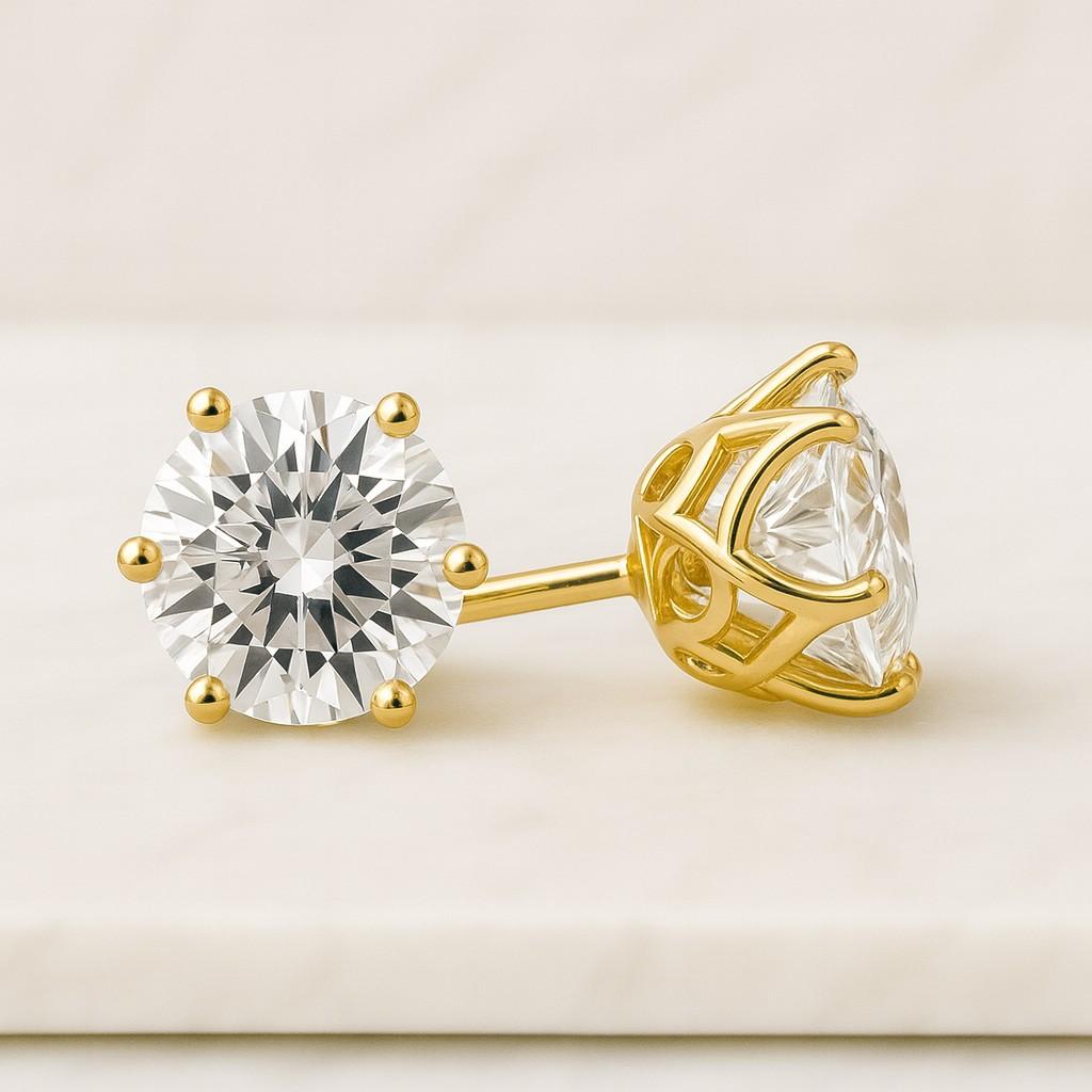 6 Prong Moissanite Earring Studs  Round Cut Moissanite 925 Silver Stud