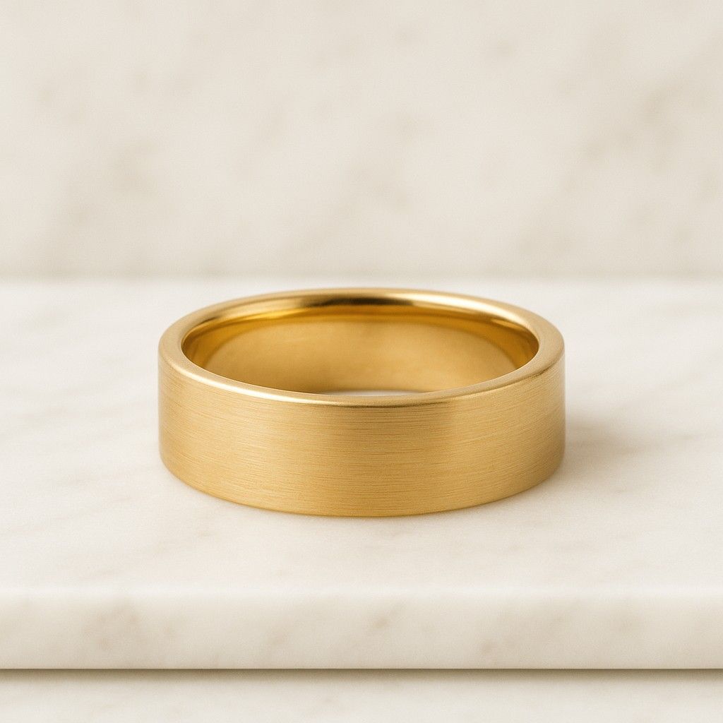 6mm Solid Gold Grooved Block Detailed Mens Wedding Band Solid Gold Wedding Band for Men Simple Modern Mens Wedding Rings