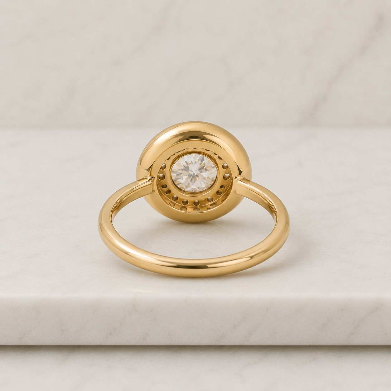 7 CT Round Moissanite Candy Button Ring, Chunky Bezel Halo Engagement Ring, 925 Sterling Silver Statement Band, Unique Gift For Her