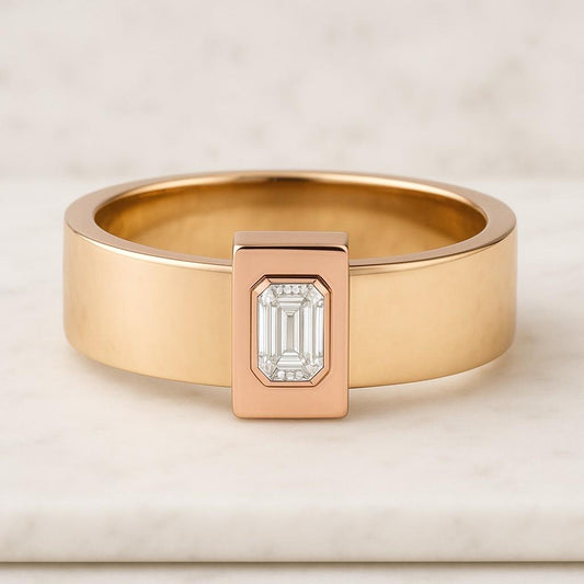 7 Stone Diamond Ring Genuine Emerald Cut Diamond Anniversary Ring Prong Setting Ring