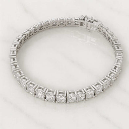 14K Gold Lab Diamond Tennis Bracelet, Emerald and Round Cut Lab Diamonds Bracelet