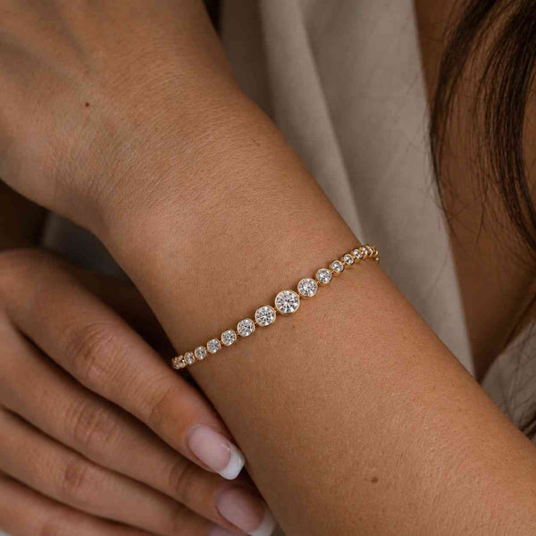 8 CT Bezel Set Round Cut Moissanite Tennis Bracelet 925 Silver Personalized Bracelet Wedding
