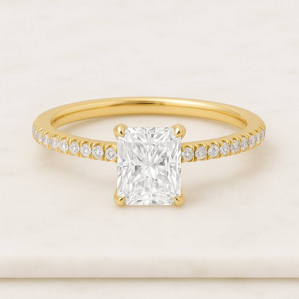 8 Carat Radiant Cut Lab Grown Diamond Solitaire Engagement Ring  E-VVS2 IGI Certified  14k White Gold Solitaire Ring