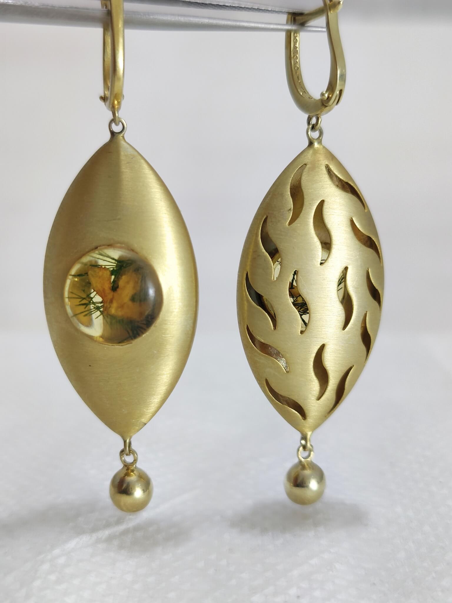 925 Silver Real Yellow Flower Marquise Shape Drop Dangle Earrings