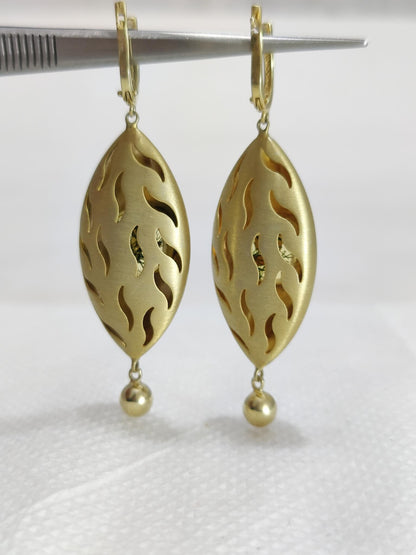 925 Silver Yellow Flower Marquise Shape Drop Dangle Earrings