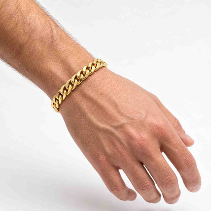 925 Sterling Silver 10mm Chunky Heavy Mens Curb Link Chain Bracelet 8.5 inch - Gift For Men