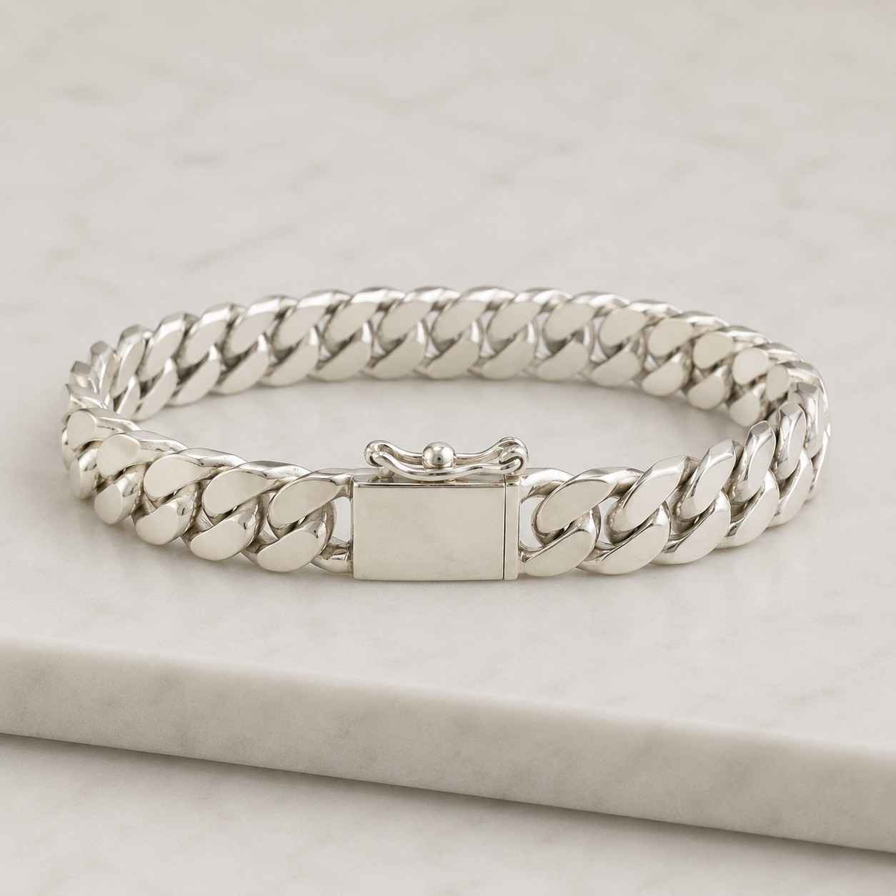 925 Sterling Silver 8mm Curb Link Chain Bracelet - Solid Thick Chunky Mens Bangle 8.5 inch - Gift For Men