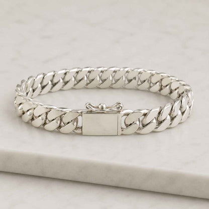 925 Sterling Silver 8mm Curb Link Chain Bracelet - Solid Thick Chunky Mens Bangle 8.5 inch - Gift For Men