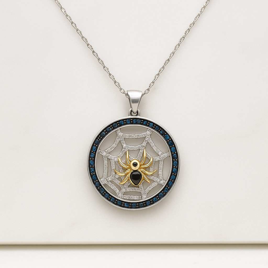 925 Sterling Silver Black White Diamond Spider Charm Pendant 14K Gold Spider Bracelet Sterling Silver Creepy Gothic Jewelry