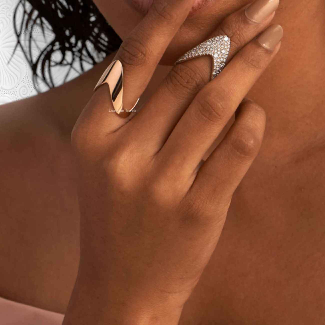 925 Sterling Silver Chevron Ring Midi Ring V-Shape Ring