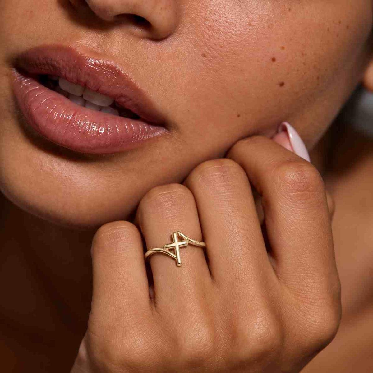 Elegant Cross Ring, 14K Solid Gold Cross Ring, 925 Sterling Silver Cross Ring, Christmas Gift, Valentine's Day Gift, Mother's Day Gift

