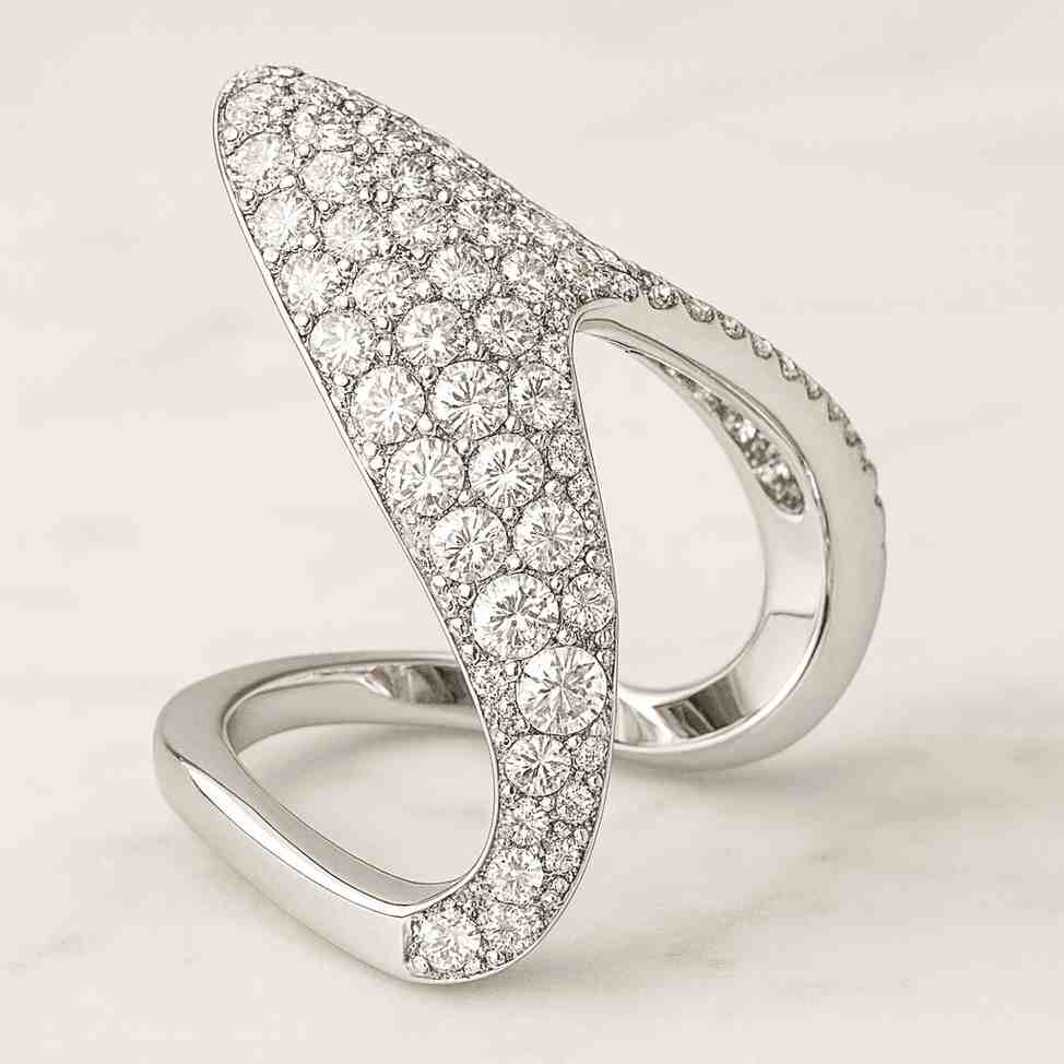 925 Sterling Silver Double V Ring