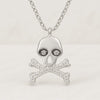 1.30 MM Black And White Lab Diamond Skull and Crossbones Pendant Necklace