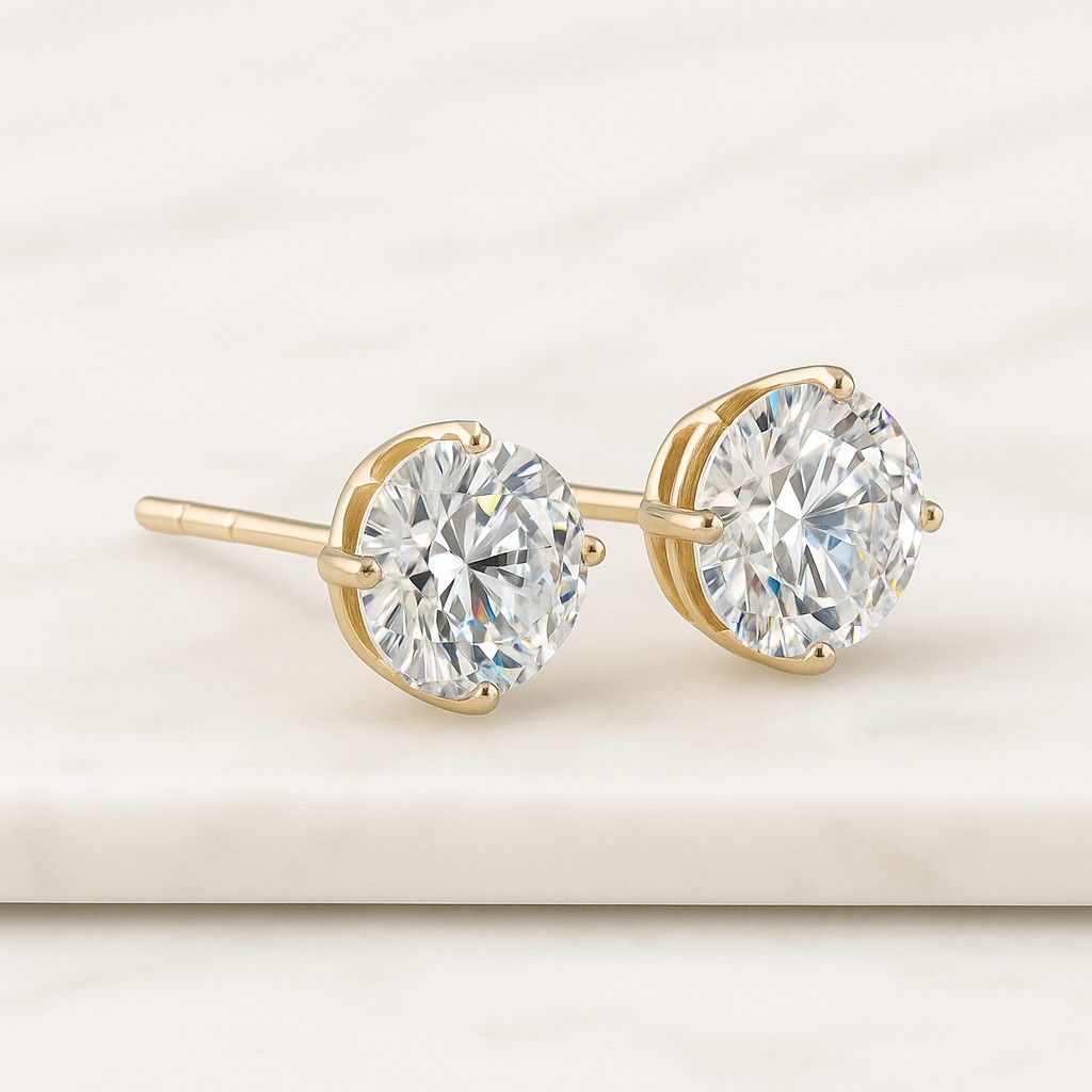 925 Sterling Silver Round Clear Earrings Studs Tiny Small Large One Pair