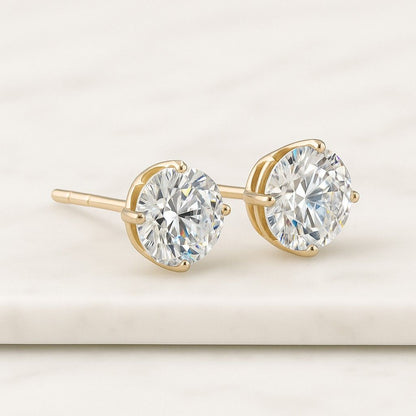 925 Sterling Silver Round Clear Earrings Studs Tiny Small Large One Pair