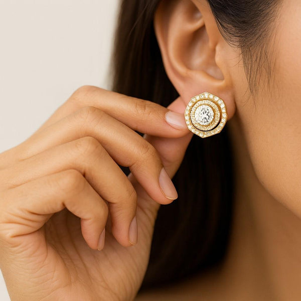 925 Sterling Silver Round Cubic Zirconia April Stud Earring Post Solitaire Wedding Engagement Earrings