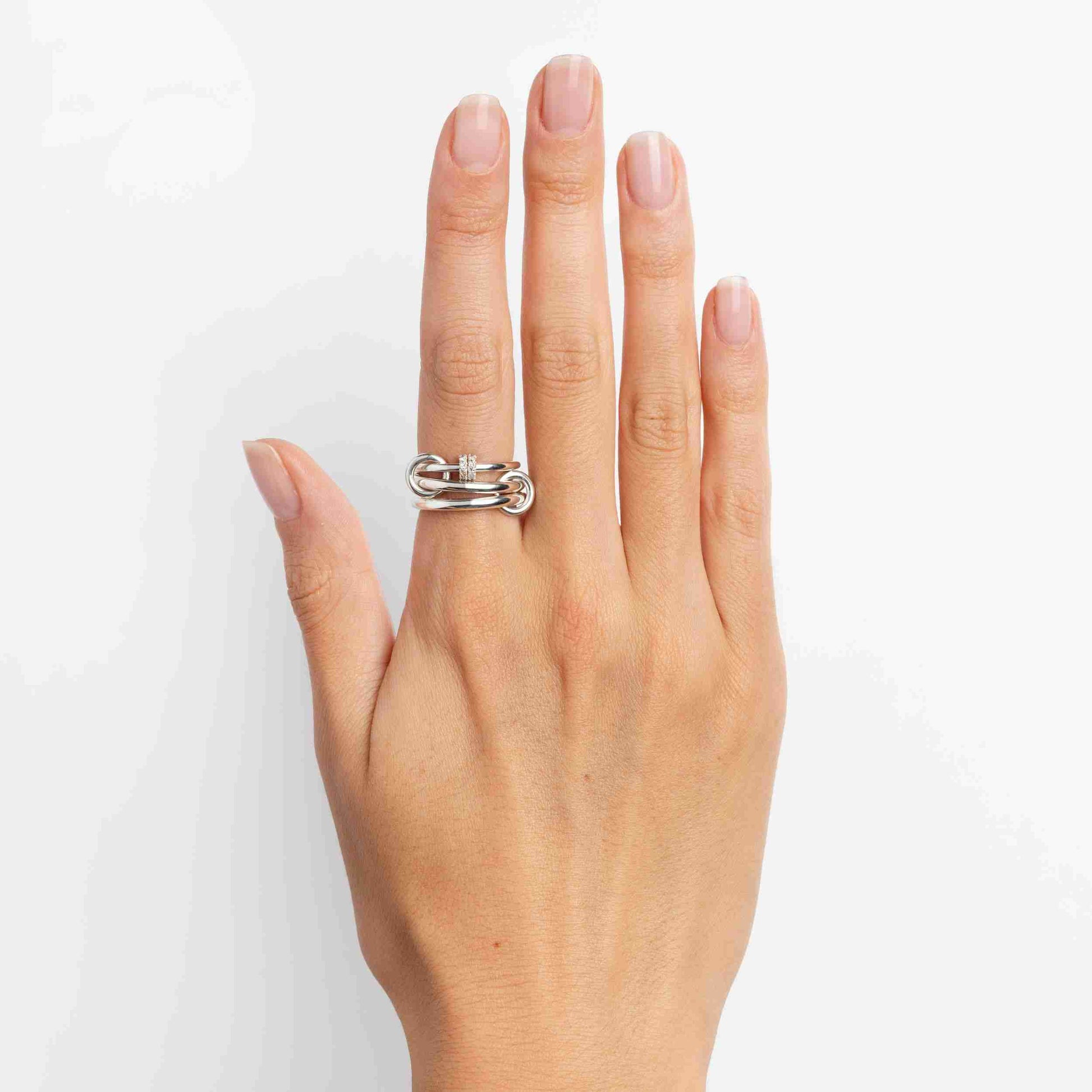 925 Sterling Silver Unique Chunky Layer Interlocking Link Locked Set
