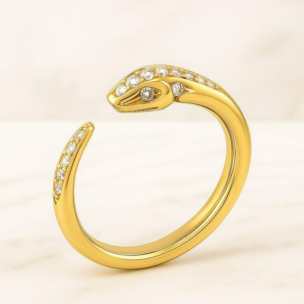 925 Sterling Silver Vintage Open Snake Ring Snake Ring, Size Adjustable  18K Gold Plated Multiple Colours, Minimalist Gift Open Ring