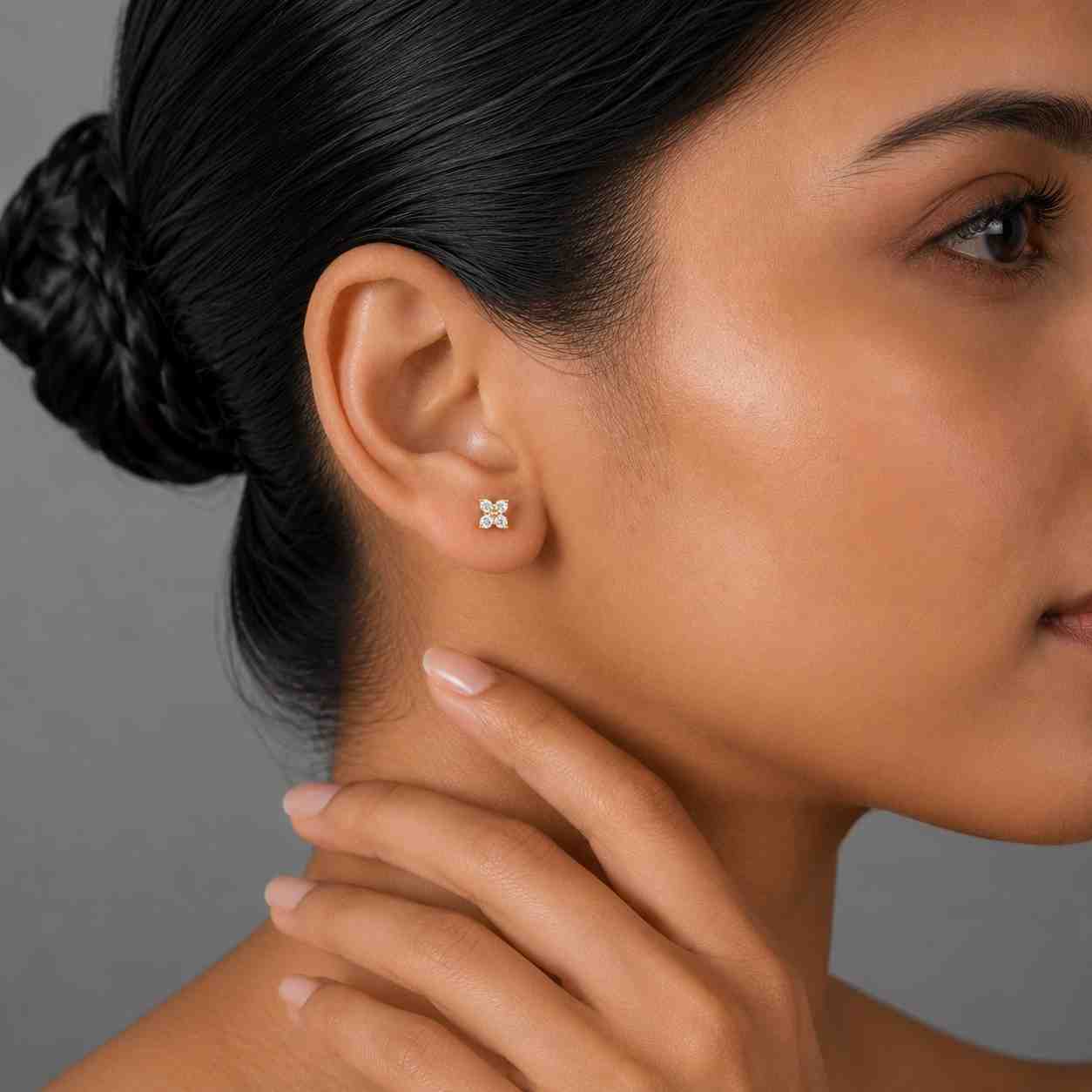 14k gold lab grown diamond earrings stud, screw back, push back, round cut, 0.20 - 4.00 ct, diamond tester approved minimalist jewelry
