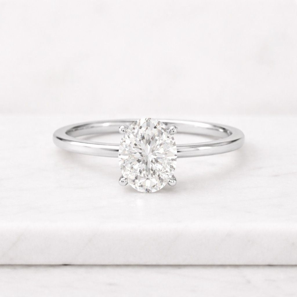 3.50Ct Oval D/VVS2 IGI-Certified Diamond Solitaire Engagement Ring, Hidden-Halo Lab-Grown Diamond 14k-Yellow Gold

