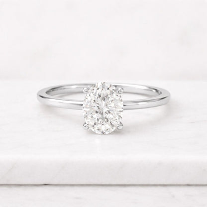 3.50Ct Oval D/VVS2 IGI-Certified Diamond Solitaire Engagement Ring, Hidden-Halo Lab-Grown Diamond 14k-Yellow Gold
