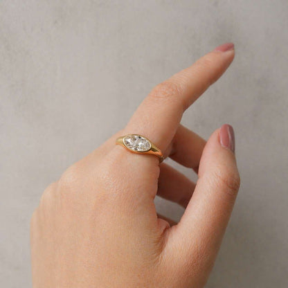 1.75 CT East West Set Oval Cut Solitaire|14k Solid Yellow Gold|Classic Bezel Set|Cathedral Band|Wedding Gift|Diamond Jewelry Gift For Her
