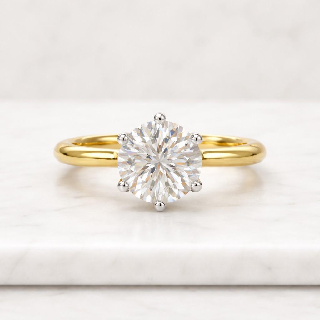 3.5 Carat Round Brilliant Cut Moissanite Solitaire Ring, 925 Sterling Silver Moissanite Ring, Engagement Ring, Past Present Future Ring

