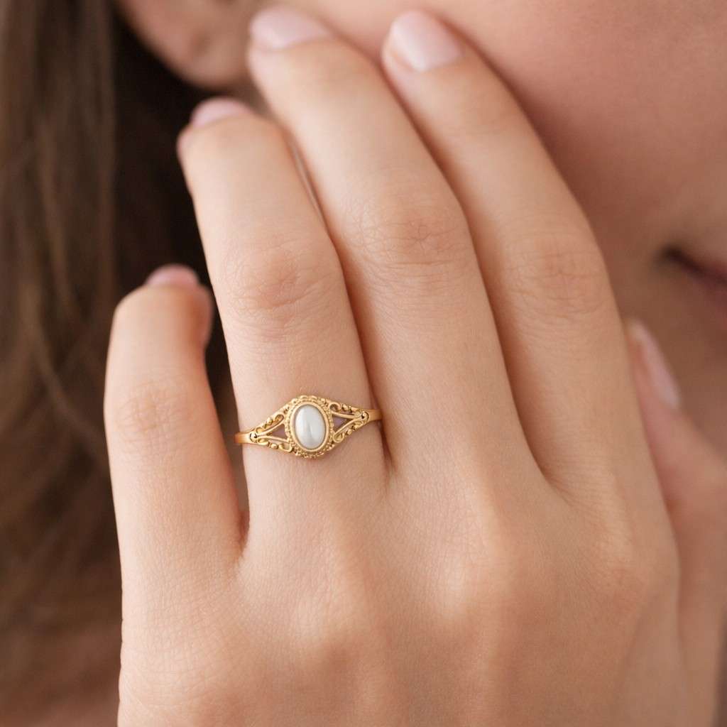 Leaf Filigree Scroll Work Wedding Ring, Oval Lab Grown Diamond Engagement Ring, 14K Gold Vintage Bridal Ring, Unique Bezel Set Promise Ring