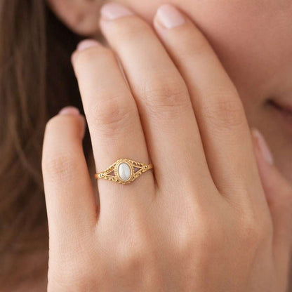 Leaf Filigree Scroll Work Wedding Ring, Oval Lab Grown Diamond Engagement Ring, 14K Gold Vintage Bridal Ring, Unique Bezel Set Promise Ring