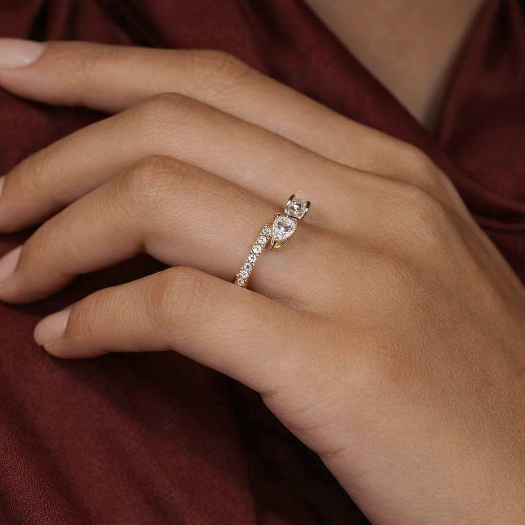 marquise cut lab grown diamond cuff ring, custom open gap ring, engagement ring, perfect matching band, wrap around ring, open stacking band
