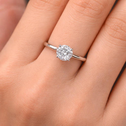 1 Carat D VS1 Round Brilliant 6 Prong Setting Lab Grown Diamond Engagement Ring,Round Solitaire Diamond Ring IGI Certified