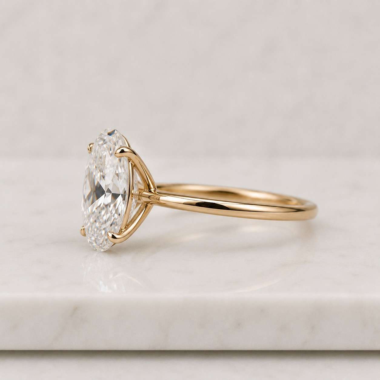 3 ct oval cut moissanite solitaire engagement ring, thin yellow gold band oval ring, minimalist simple bridal ring wedding gift for her