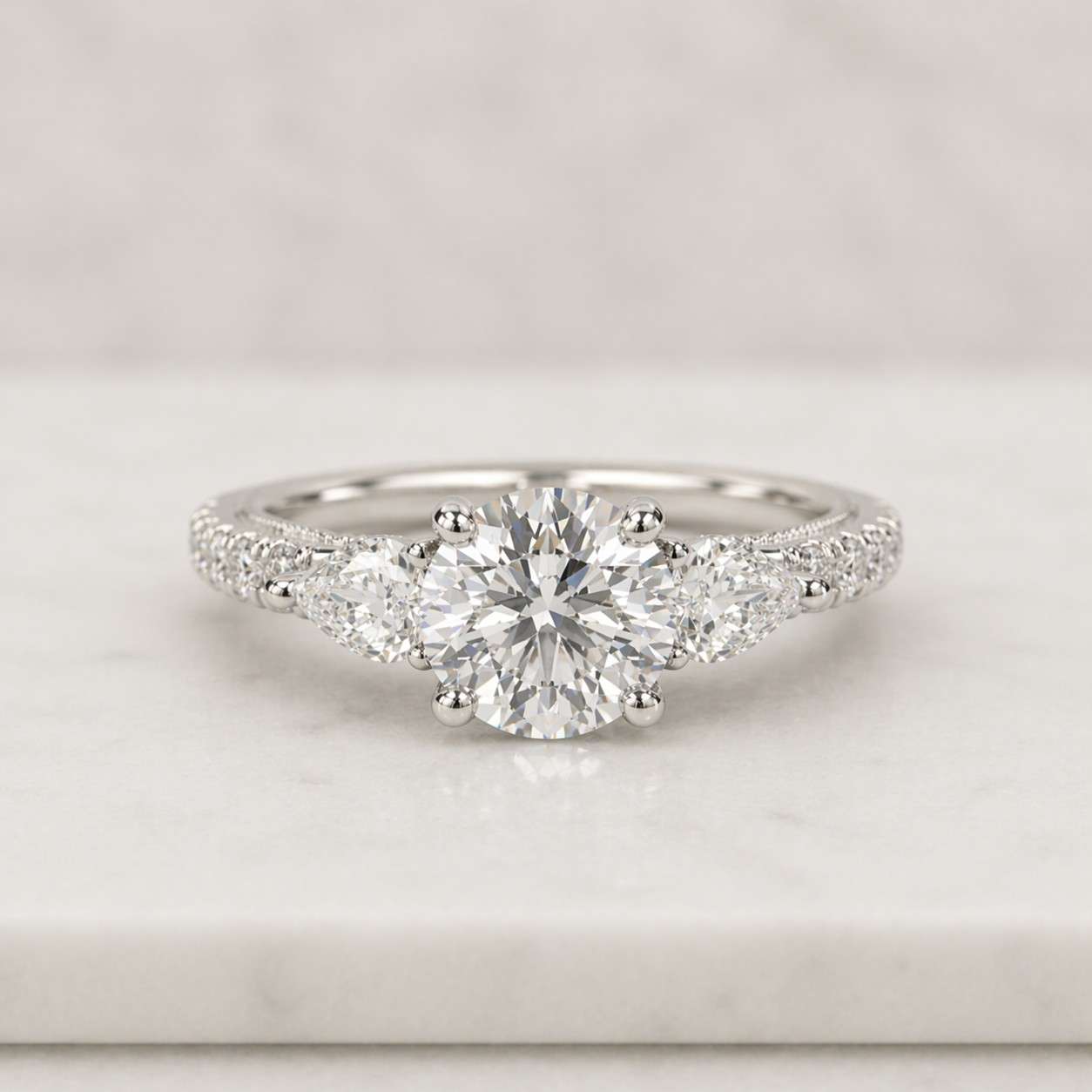 pave set side-stone round diamond engagement ring twisted band ring for women promise ring for her rose yellow white gold rings for women