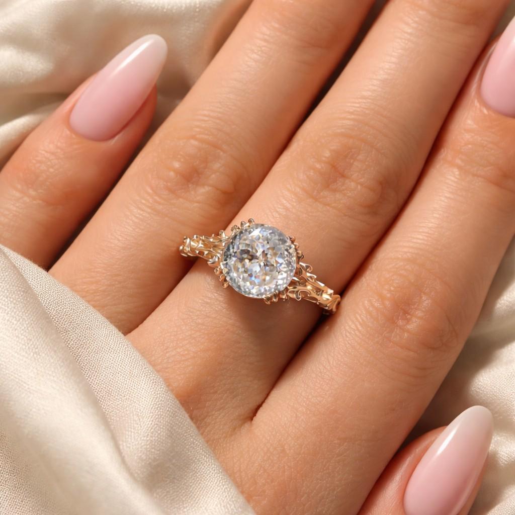vintage diamond engagement ring 10k 14k 18k white rose yellow gold igi certified lab grown diamond jewellery unique anniversary ring for her