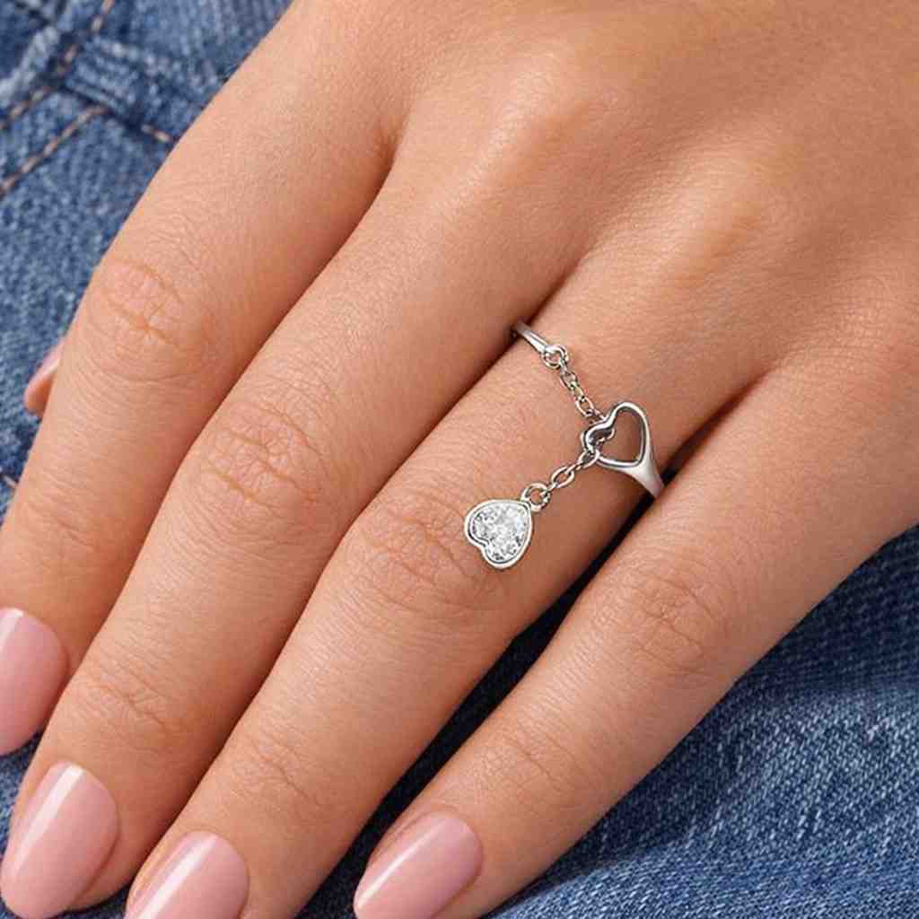 925 silver ring sterling silver ring platinum ring silver heart ring silver charm ring silver chain ring silver jewelry ring platinum heart ring platinum jewelry ring